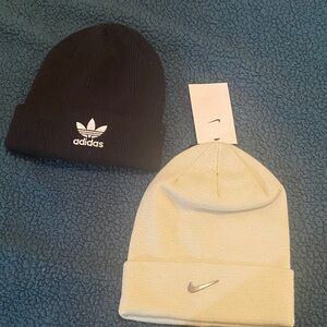 Adidas and Nike Beanie Set - Black and Cream